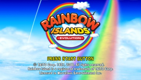 Rainbow Islands Evolution title screen for PSP